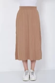 Kadın Triko Etek Oversize Vizon - 5