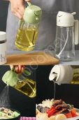 Madamev 2'li Çift Fonksiyonlu Cam Yağdanlık 450ml Kulplu Zeytinyağı Sıvıyağ Şişesi Airfryer Sprey Yağlık - 2