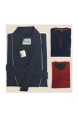 Pierre Cardin 5560 Lacivert Damatlık Ropteşambr 5 Li Pijama Set - 6