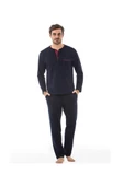 Pierre Cardin 5560 Lacivert Damatlık Ropteşambr 5 Li Pijama Set - 4