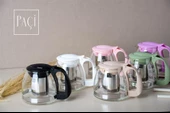 Nishev Renkli Süzgeçli Cam Demlik 700 ML - Siyah - 2
