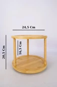 Digithome Bambu 2 Katlı 360° Döner Standlı Servis ve Sunum Tepsisi Kahverengi – A/10 C1-1-289 - 5