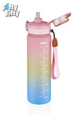 Vagonlife 1 LİTRE Çift Renk Motivasyon Su Matarası Çift Kullanım Pipetli Ve Rahat İçim Sticker Hediyeli - 6