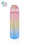 Vagonlife 1 LİTRE Çift Renk Motivasyon Su Matarası Çift Kullanım Pipetli Ve Rahat İçim Sticker Hediyeli - 5