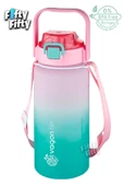 Vagonlife Tritan 1500ml Askılı-Pipetli/Pipetsiz Kullanım Çift Renk SoftTouch Motivasyon Matarası Çıkartma Hediyeli - 8