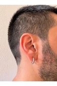 Sıkıştırmalı Deliksiz Fake 316l Paslanmaz Cerrahi Çelik Unisex Küpe Kıkırdak Küpe Ear Cuff (1 ADET) 14 mm - 4