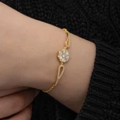 Lucky Life 925 Ayar Gumuss Gold Baget Taşlı Lucky Life Lucky Life Kadın Bileklik - 6