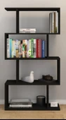 Mirobi 4 Raflı Kitaplık, Dekoratif Raflı Zigzag Kitaplık, Siyah Renk - 3
