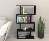 Mirobi 4 Raflı Kitaplık, Dekoratif Raflı Zigzag Kitaplık, Siyah Renk - 4
