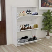 Modilayn TRIPLEX Kapıönü 3 Katlı Düşer Kapak Beyaz Ayakkabılık, Ayakkabı Dolabı, Beyaz - 2