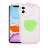 Apple iPhone 12 Kılıf Kedi Figürlü Pop Soketli Kapak - 7