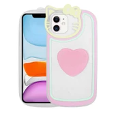 Apple iPhone 12 Kılıf Kedi Figürlü Pop Soketli Kapak - 4