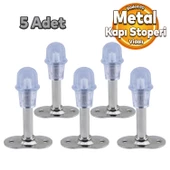 Kapı Stoperi Krom 8 cm Metal 5 Adet Kapı Durdurucu Tutucu Tamponu Stopu Silikonlu - 1