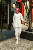 Zehmeri Taşlı ve Beli Lastikli Pantolon - 71101.023 - Krem - 4