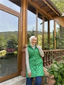 Despina Kapitone Fermuarlı Çıtçıtlı Kolsuz Yelek - 71150.111 - Benetton Yeşil - 8