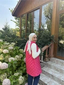 Despina Kapitone Fermuarlı Çıtçıtlı Kolsuz Yelek - 71150.025 - Fuşya - 2