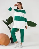 Yatay Çizgi Desenli İki Renk Kapşonlu İkili Eşofman Spor Takımı - 70079.111 - Beneton Yeşil thumbnail 2