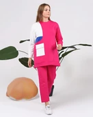 Sıfır Yandan Cep Detaylı Ribanalı İkili Eşofman Spor Takımı - 70086.025 - Fuşya thumbnail 1