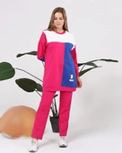 Alya Üç Renk Geçişli Garnili İkili Eşofman Spor Takımı - 70096.025 - Fuşya thumbnail 1