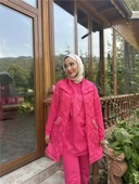Dafne Cepli Eşofman Kolsuz Yelek Beli Lastikli Pantolon Üçlü Takım - 71149.025 - Fuşya - 2