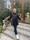 Dafne Cepli Eşofman Kolsuz Yelek Beli Lastikli Pantolon Üçlü Takım - 71149.015 - Lacivert - 1