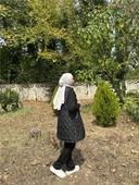 Dafne Cepli Eşofman Kolsuz Yelek Beli Lastikli Pantolon Üçlü Takım - (38-46) - 71149 - Siyah - 3