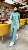 Kapşonlu O Yaka Sade Basic İkili Eşofman Spor Takımı - 03039.100 - Çağla Yeşili thumbnail 6