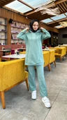 Kapşonlu O Yaka Sade Basic İkili Eşofman Spor Takımı - 03039.100 - Çağla Yeşili thumbnail 10