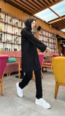 Fermuarlı Kapşonlu Dantel Desenli Tunik Pantolon İkili Spor Takım - 71158.003 - Siyah - 5
