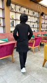 Fermuarlı Kapşonlu Dantel Desenli Tunik Pantolon İkili Spor Takım - 71158.003 - Siyah - 12