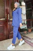 Çıtçıtlı Yandan Cepli İkili Sade Basic Eşofman Spor Takımı - 12009.006 - İndigo thumbnail 1