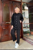 Çıtçıtlı Yandan Cepli İkili Sade Basic Eşofman Spor Takımı - 12009.003 - Siyah thumbnail 1