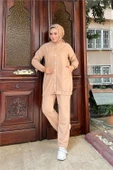 Çıtçıtlı Yandan Cepli İkili Sade Basic Eşofman Spor Takımı - 12009.026 - Bej - 5