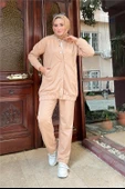 Çıtçıtlı Yandan Cepli İkili Sade Basic Eşofman Spor Takımı - 12009.026 - Bej - 3
