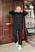 Çıtçıtlı Yandan Cepli İkili Sade Basic Eşofman Spor Takımı - 12009.003 - Siyah thumbnail 4