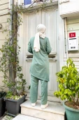 Kruvaze Bisiklet Yaka Sade Basic Tunik Panolon İkili Takım - 03076.100 - Çağla Yeşili thumbnail 5