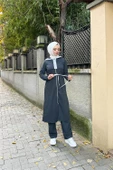 Kapşonlu Fermuarlı Belden Beyaz Bağcıklı Sade Basic İkili Spor Takımı - 03074.017 - Antrasit - 10