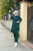 Kruvaze Bisiklet Yaka Sade Basic Tunik Panolon İkili Takım - 03076.021 - Nefti - 4
