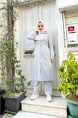 Kapşonlu Fermuarlı Belden Beyaz Bağcıklı Sade Basic İkili Spor Takımı - 03074.008 - Gri - 3