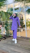 Çıtçıtlı Kapşonlu Uzun Tunik Pantolon İkili Tesettür Eşofman Takımı - 03078.207 - Koyu Lila thumbnail 8