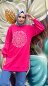 Papatya Taş Detaylı Nakış Baskılı Sweatshirt - 71143.025 - Fuşya - 11