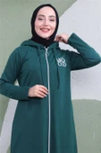 Yazı Baskılı Fermuarlı Kapşonlu Uzun Sweat - 03081.021 - Nefti - 5