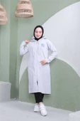Yazı Baskılı Fermuarlı Kapşonlu Uzun Sweat - 03081.008 - Gri - 9