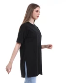 Vera Kısa Kollu Yırtmaçlı Sade Basic Tunik - 04012.003 - Siyah - 2
