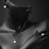 14 Ayar Beyaz Altın Baget Set thumbnail 3