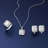 14 Ayar Beyaz Altın Baget Set thumbnail 2