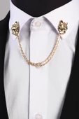 Esgue Kurt Kafası Gömlek Yaka İğnesi Gold - 2