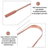 Dil Plak Temizleme Aleti Bakır Oil Pulling Yağ Çekme Dil Fırçası Sıyırıcı Dil Kaşığı - 4