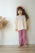 KIZ ÇOCUK MUSLİN FİTİLLİ TAYT İKİLİ TAKIM - 2