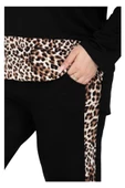 Melsay Butik Siyah Leopar Şeritli Büyük Beden Kadın Eşofman Takımı thumbnail 6